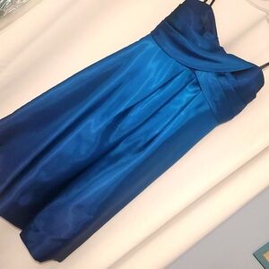 Strapless blue bubble bottom cocktail dress 1/2